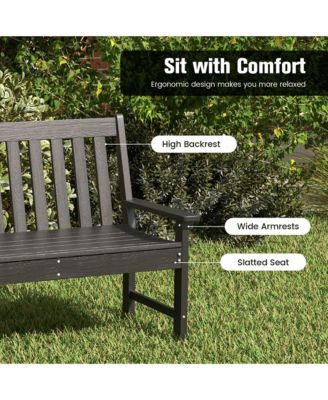 Garden Bench All-Weather HDPE 2-Person Outdoor Bench for Front Porch Backyard