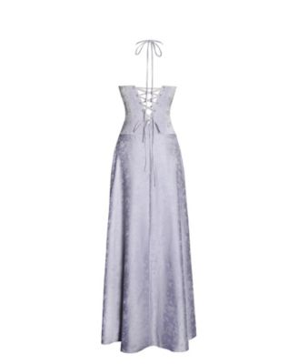 Women's Raegan Taro Purple Jacquard Rouched Maxi Dress