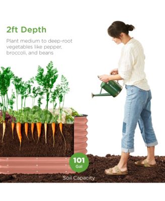 4' x 2' x 2' Raised Metal Oval Garden Bed Planter Box for Vegetables and Flowers