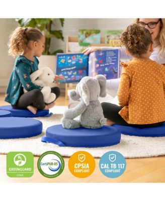 SoftZone Floor Cushions, Round, Blue, 6-Piece