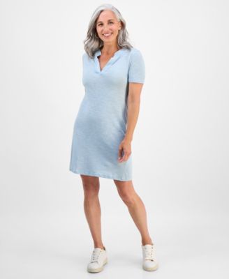 Petite Spread-Collar Short-Sleeve Dress, Exclusively at Macy's 