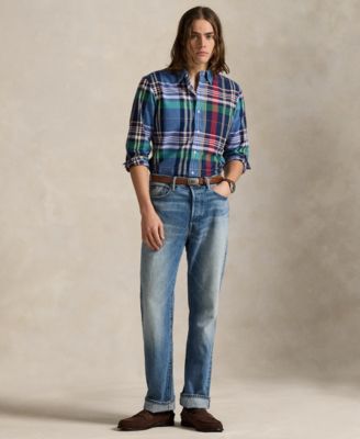 Men's Custom-Fit Plaid Oxford Shirt