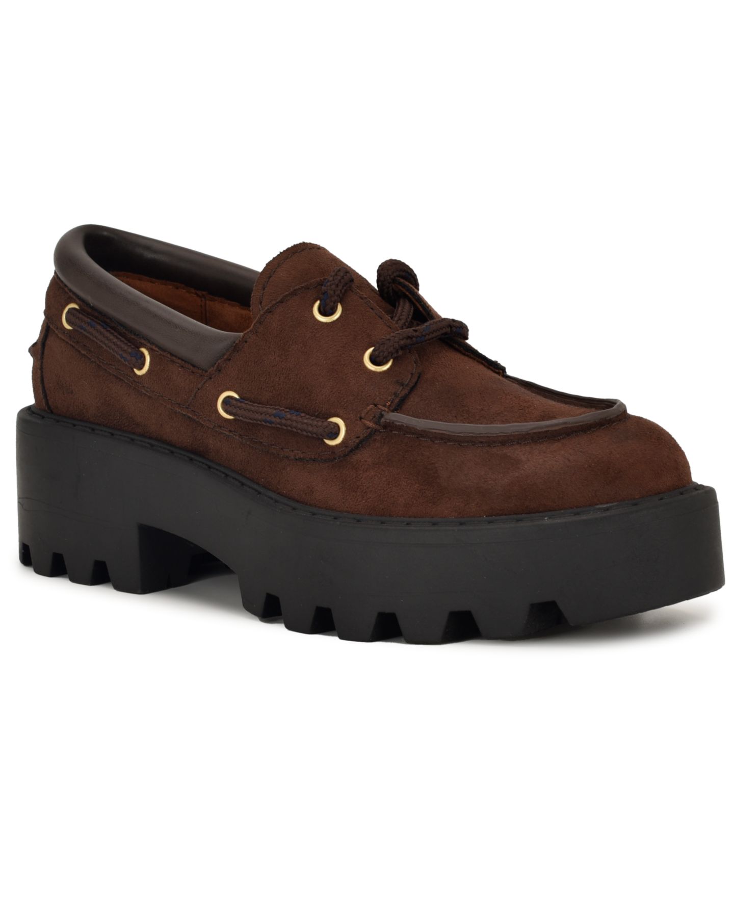 Женские туфли Nine West Kerisa Lace-Up Chunky Lug Sole, цвет: Тёмный коричневый — фото 1