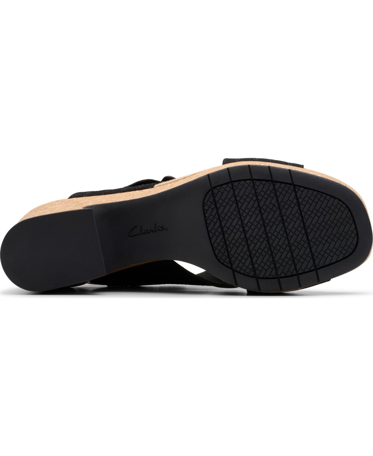 Женские сандалии Clarks Collection Nerisa West Buckle Wedge, цвет: Чёрный нубуковый — фото 4
