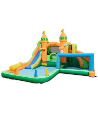 Kids Inflatable Water Slide Park w/680W Blower Basketball Rim Wet Dry Combo