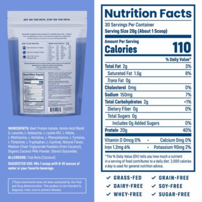 Complete Beef Protein Powder Isolate – 20g Protein, Vanilla Flavor, 30 Servings