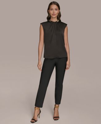 Women's Cap-Sleeve Twist-Neck Top