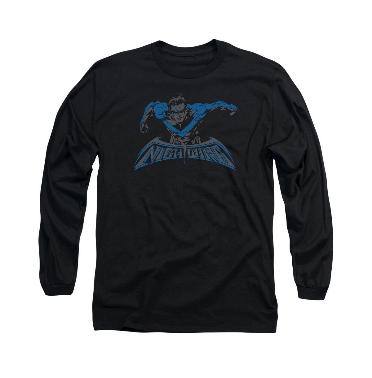 Men's Wing Of The Night Long Sleeve Adult Tee / T-Shirt - Black