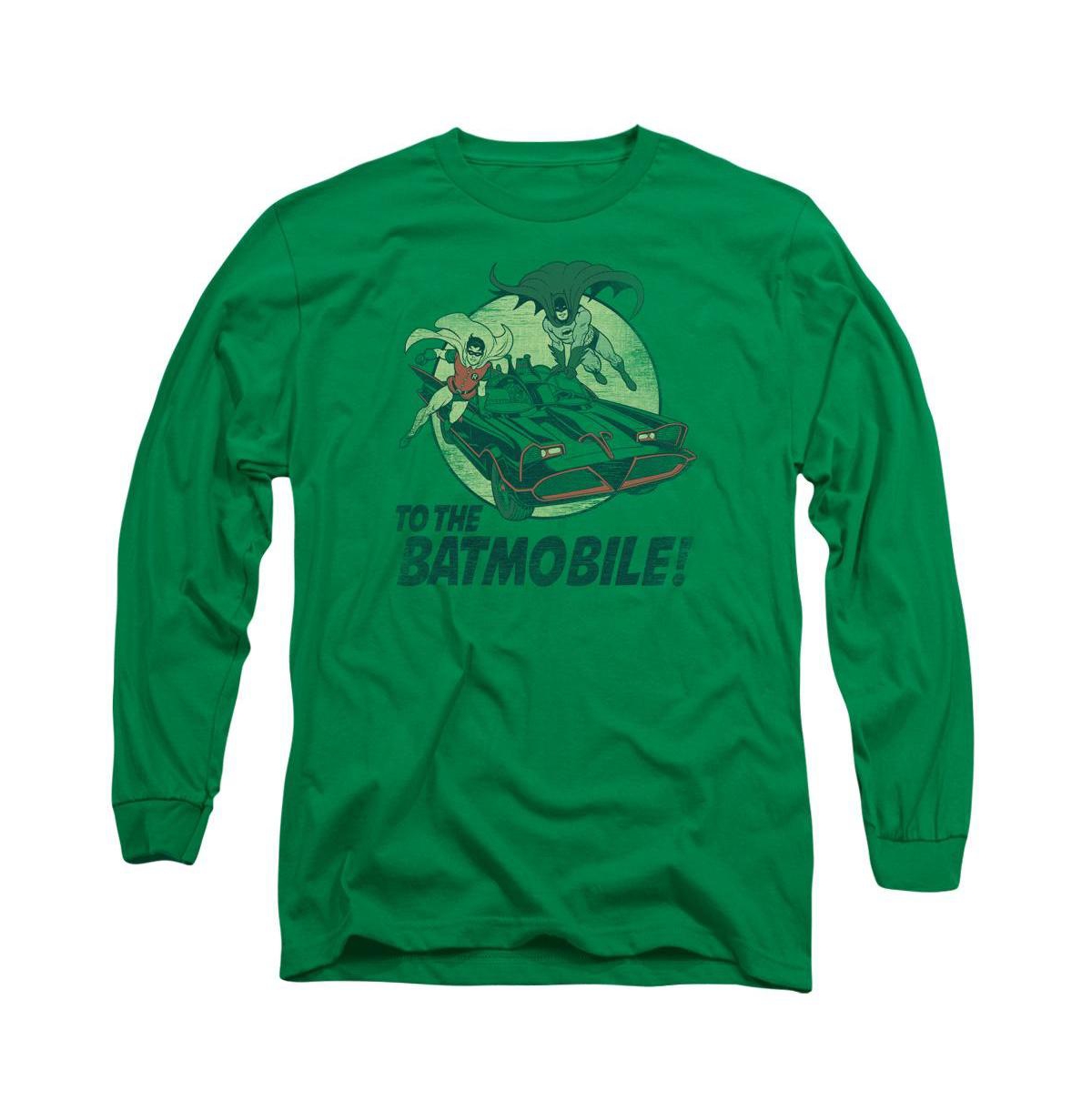 Classic Tv Mens To The Batmobile Long Sleeve Adult Tee / T-Shirt - Medium green