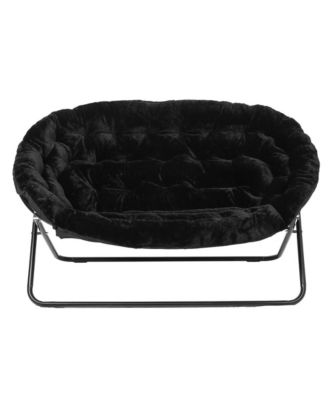 EMMA + OLIVER Double Steel Janey Folding Saucer Chair and Ottoman