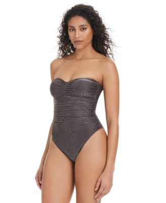 Women's Shimmer Core Bandeau One-Piece Swimsuit, Exclusively at Macy's