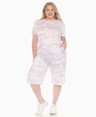 Plus Size Short Sleeve and Capri Lounge Set