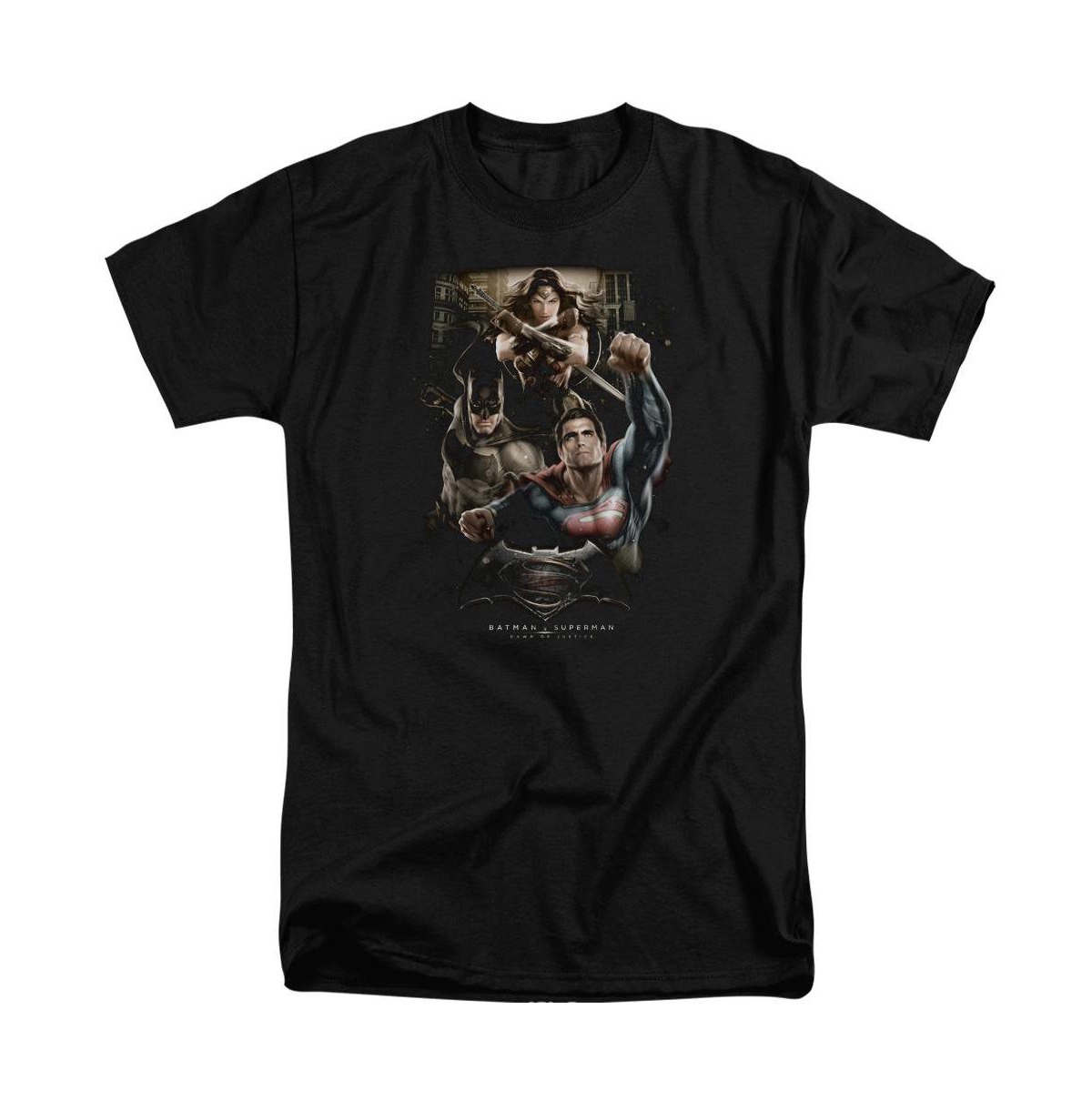 Men's Three In Action Short Sleeve Adult Tee / T-Shirt - Black
