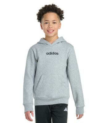 adidas - Big Boys Long-Sleeve Essential Linear Embroidered Fleece Heather Pullover Hoodie