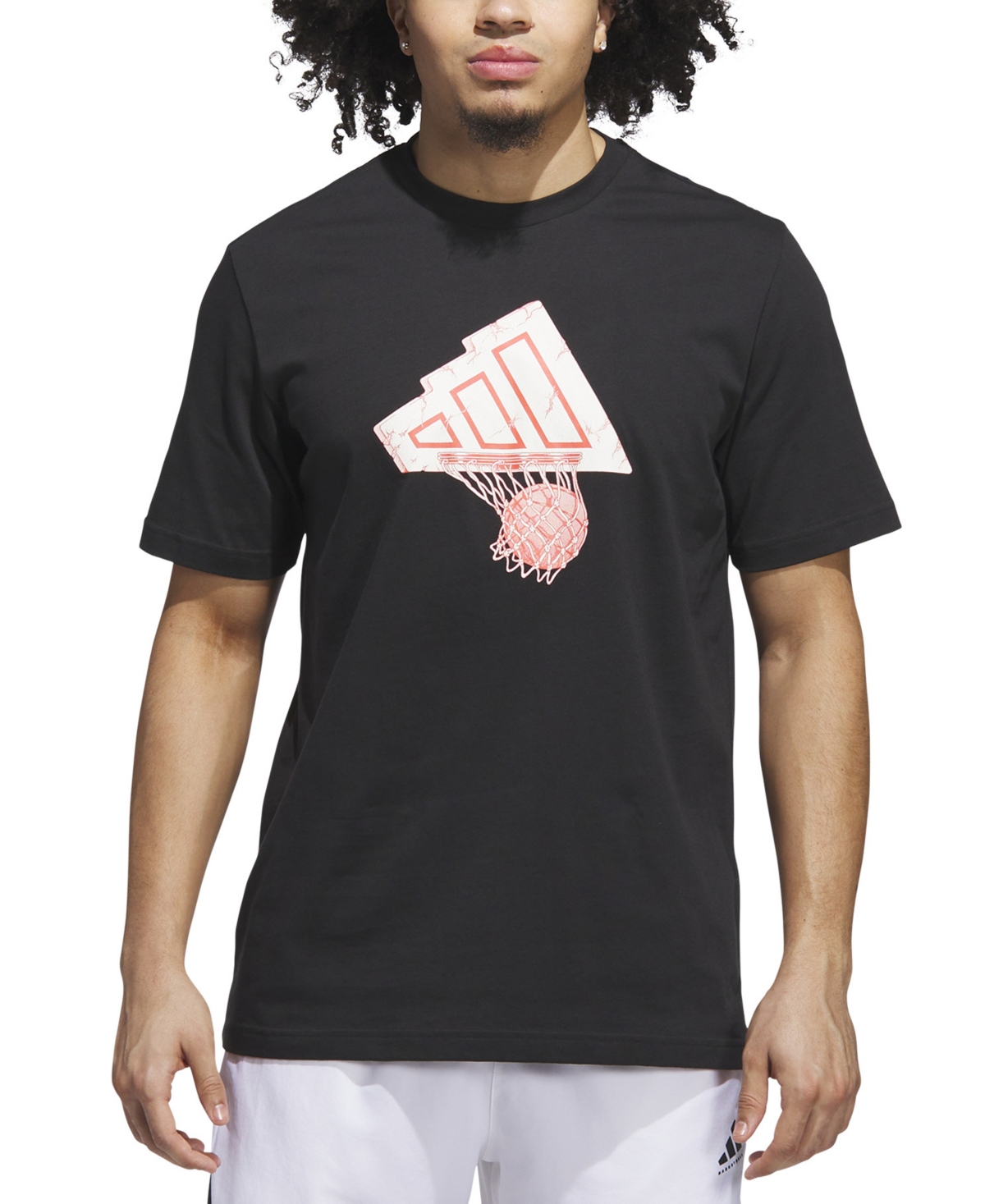 Men's Basketball Hoop Logo Graphic T-Shirt - Blk/red