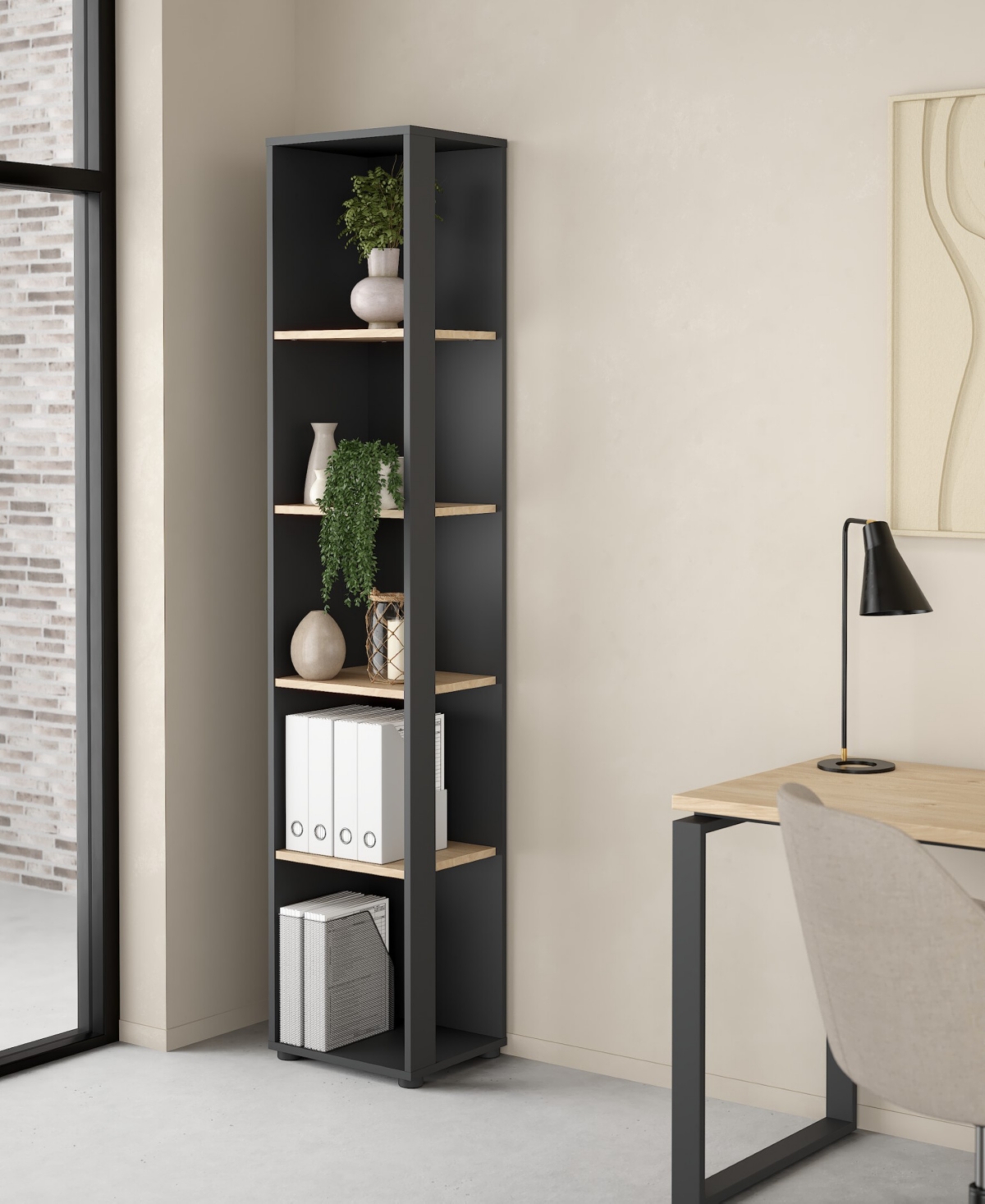 Tvilum 80.59" Wood 5 Shelf Narrow Bookcase