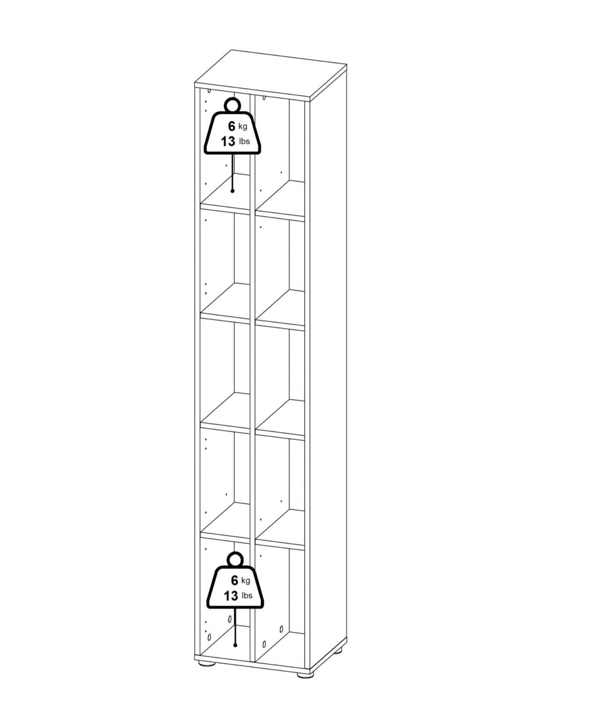 Tvilum 80.59" Wood 10 Shelf Narrow Bookcase
