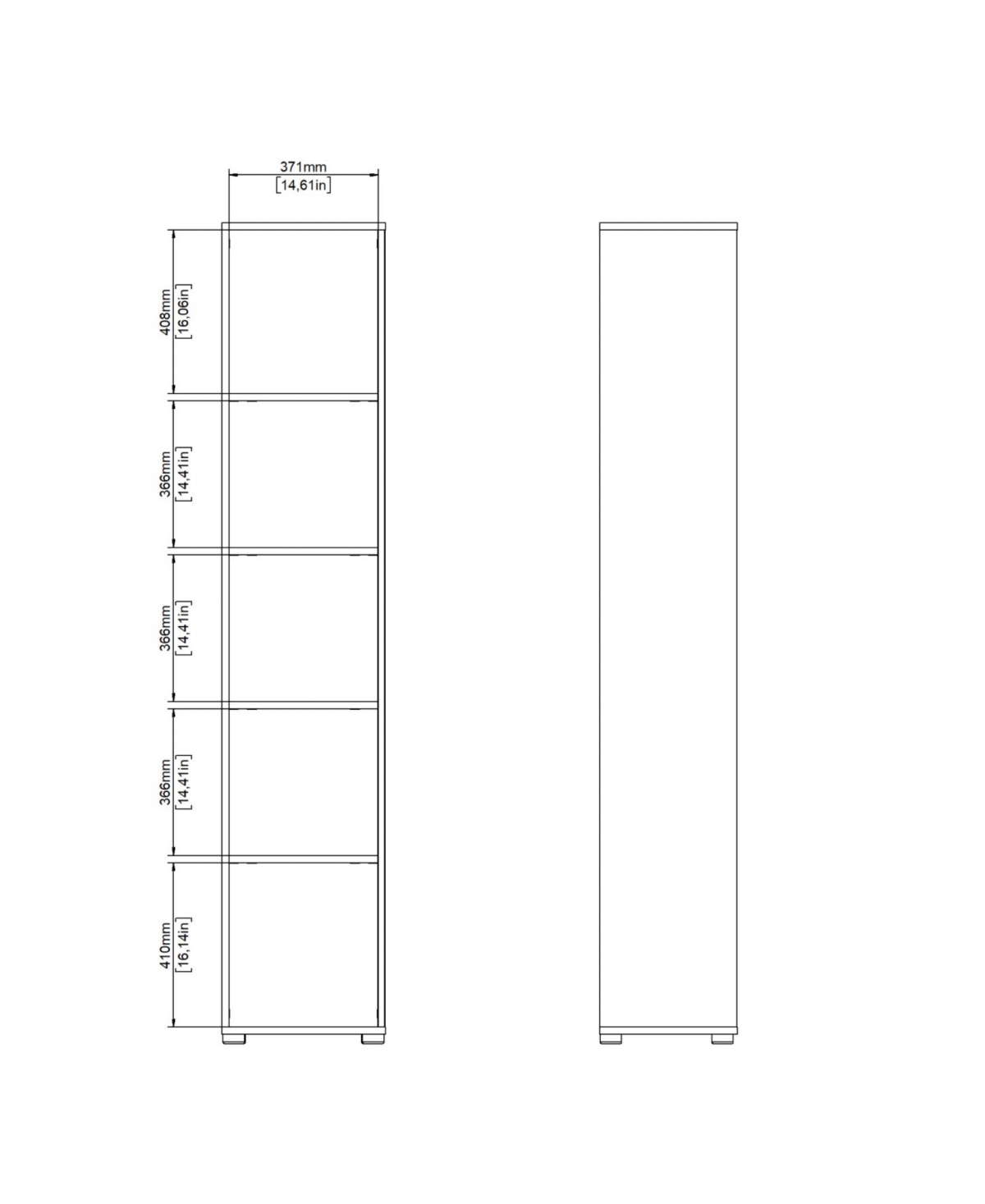 Tvilum 80.59" Wood 5 Shelf Narrow Bookcase