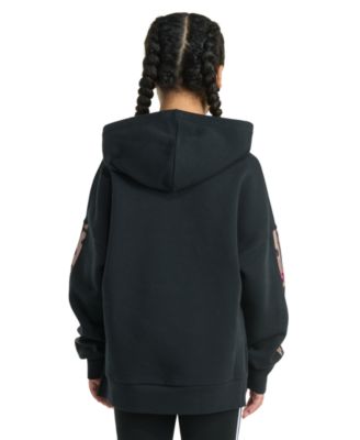 Big Girls Long-Sleeve Printed 3-Stripes Slit Fleece Pullover Hoodie 	