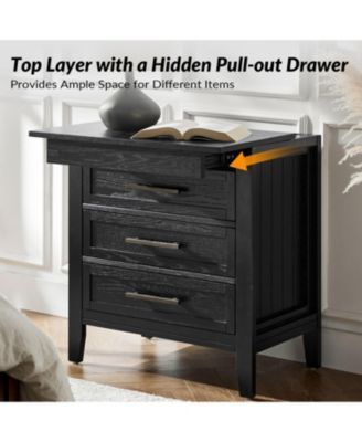 Theresa Transitional 3-Drawer Nightstand with Hidden Pull-out Drawer