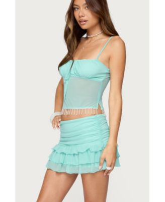 Women's Enya Fringed Sheer Mesh Top