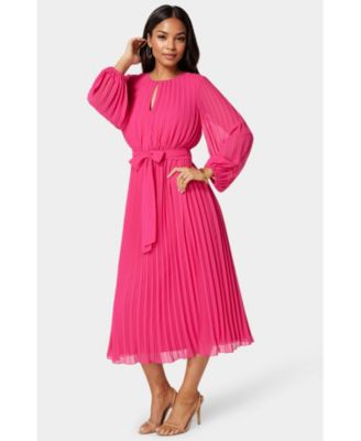 Women's Pleated Gown with Long Sleeves