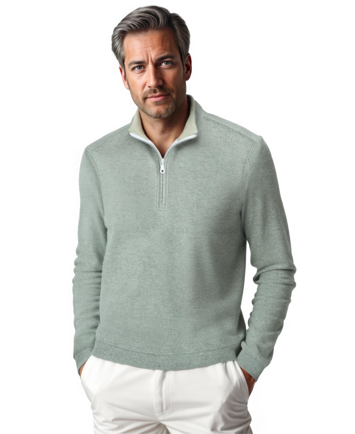 Men's Marled Performance Sweater, Country Blue - Sage