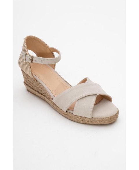 Женские сандалии Forever & Always Shoes Miria Leather Platform Espadrille (Women), цвет: Бежевый замшевый кожаный