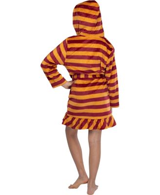 Big Girls Hogwarts Houses Striped Ruffle Fleece Hooded Bathrobe