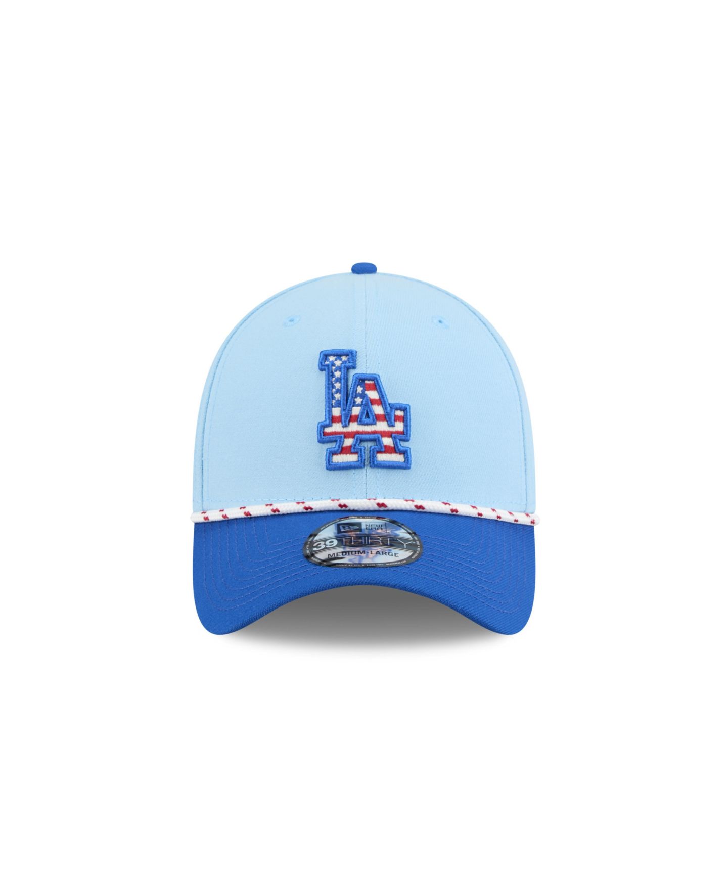 Мужская кепка New Era Light Blue/Blue Los Angeles Dodgers 2025 Fourth of July 39THIRTY Flex Hat — фото 5
