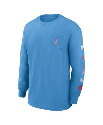 Men's Light Blue Houston Oilers Rewind Heavy Max90 Pocket Long Sleeve T-Shirt