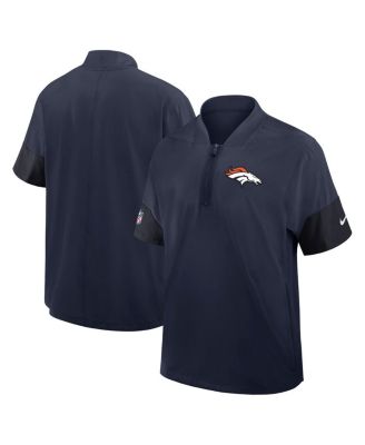 Nike - Men's Navy Denver Broncos Sideline Short Sleeve Quarter-Zip Performance Coach Jacket