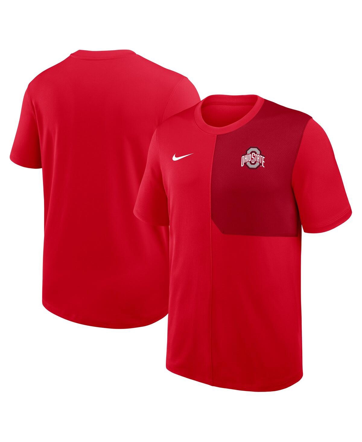 Men's Scarlet Ohio State Buckeyes 2025 Sideline Uv Performance Coach T-Shirt - Scarlet