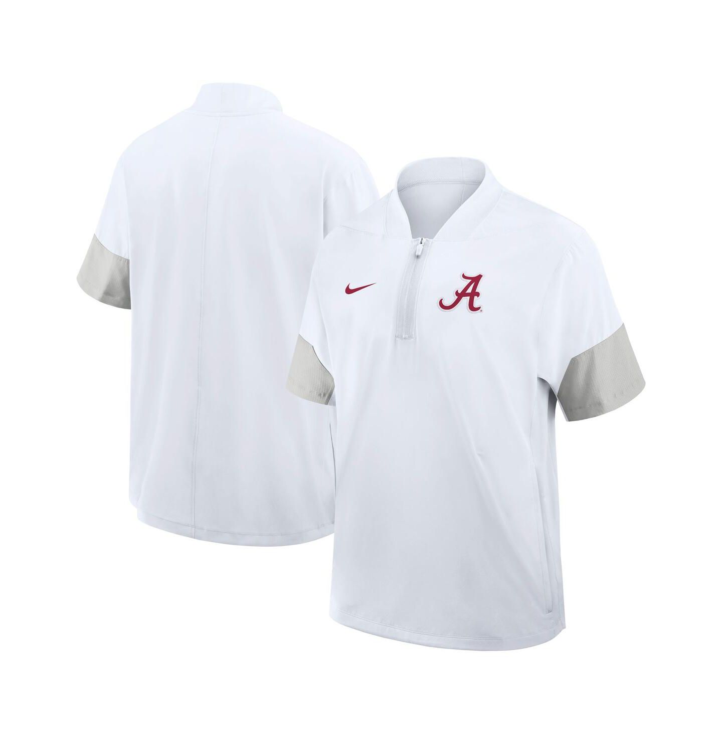 Мужская куртка Nike White Alabama Crimson Tide 2025 Sideline Short Sleeve Quarter-Zip Coach — фото 1