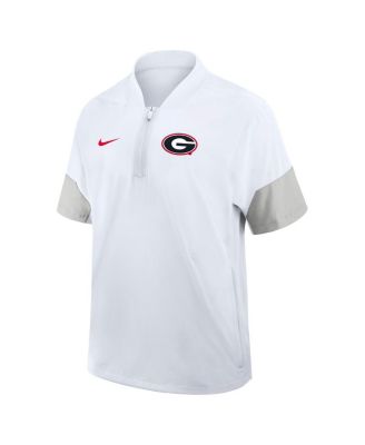 Men's White Georgia Bulldogs 2025 Sideline Short Sleeve Quarter-Zip Coach Jacket