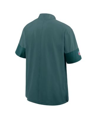 Men's Green Philadelphia Eagles Sideline Short Sleeve Quarter-Zip Performance Coach Jacket