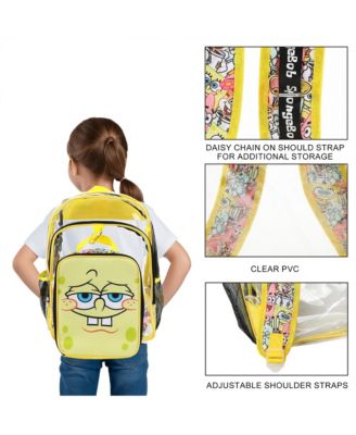 Spongebob Squarepants Character Print 16” Clear Backpack & Lunch Kit Value Set