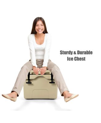 16 Quart 24-Can Capacity Portable Insulated Ice Cooler with 2 Cup Holders