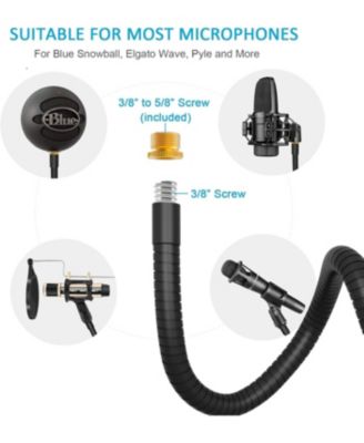 Flexible Gooseneck Mic Stand, Heavy Duty Desk Clamp, Adjustable Arm for Blue Snowball Ice Spark (Black)