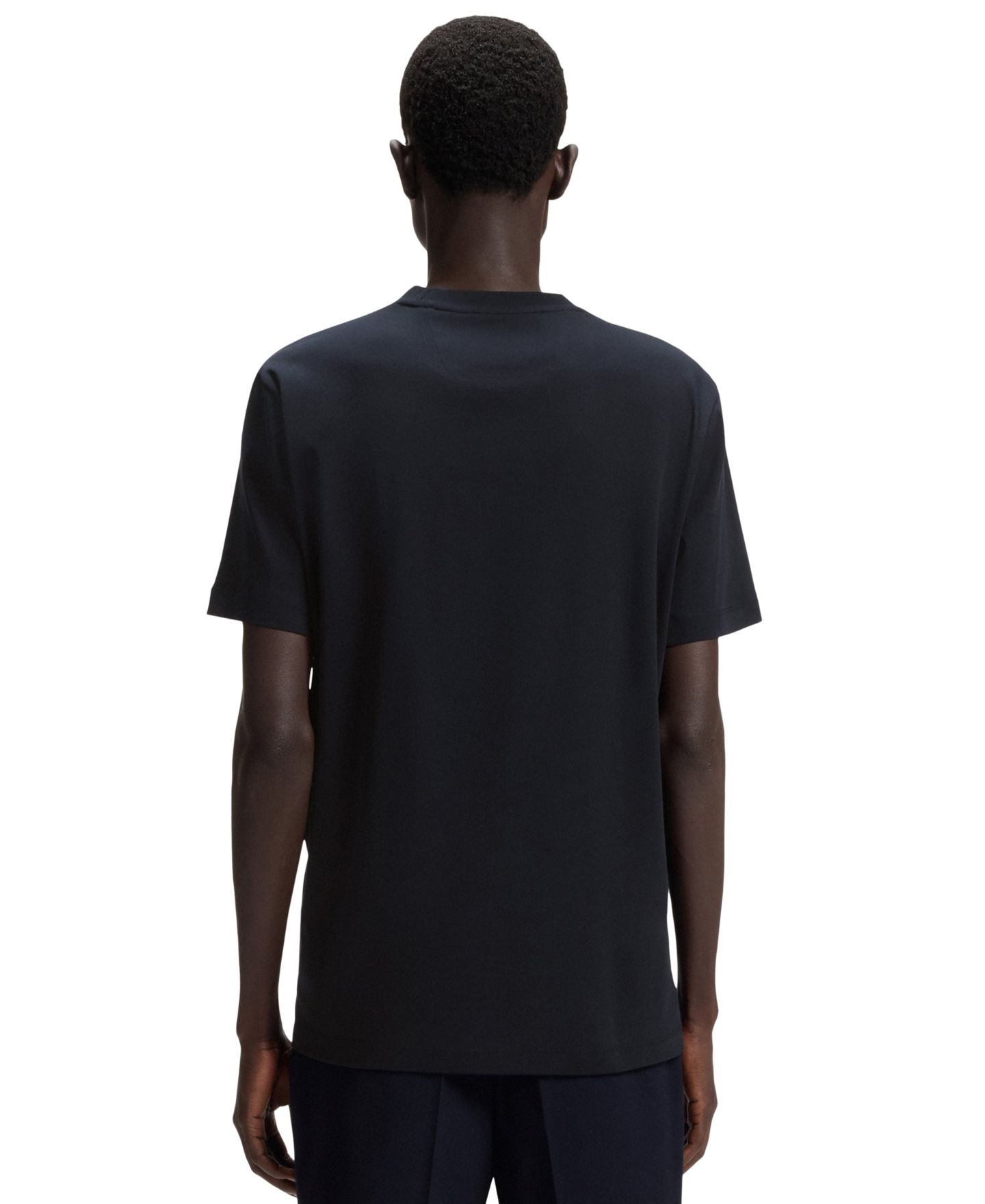 Мужская футболка Hugo Boss Regular-Fit Mercerized-Cotton, цвет: Тёмный синий — фото 3