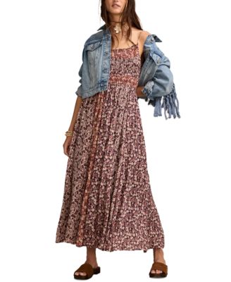 Women's Floral Print Smocked Midi Dress