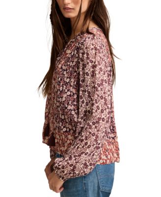Women's Printed Long-Sleeve Boho Blouse