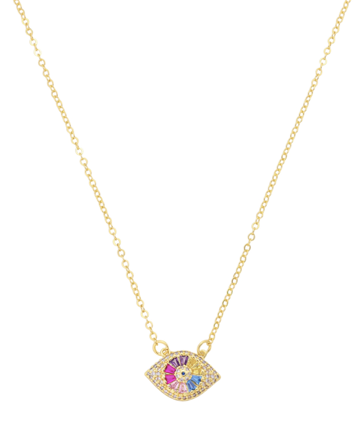 Cubic Zirconia Evil Eye Pendant Necklace - Gold