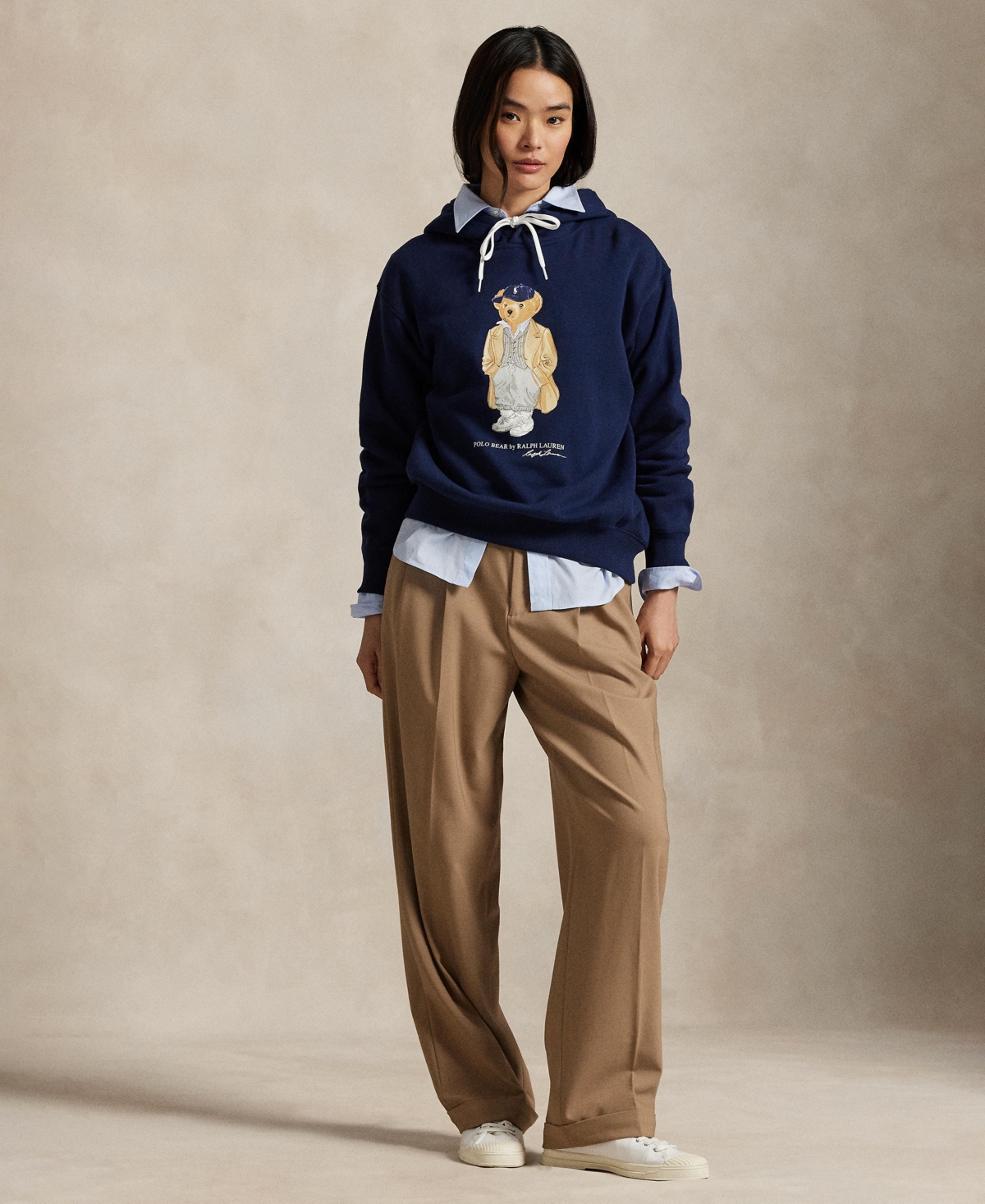 Polo Ralph Lauren Brushed Cotton Blend Sweatshirt With Iconic Polo Bear In Blue