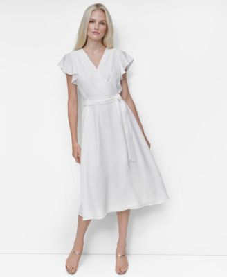 DKNY - Women's Flutter-Sleeve Midi Dress
