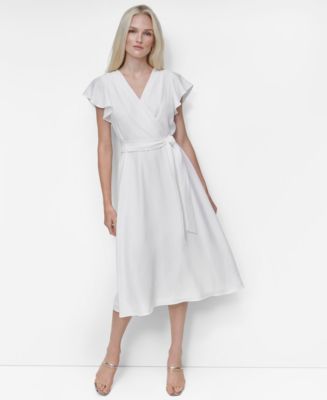 DKNY Women's Flutter-sleeve Midi Dress - Macy's