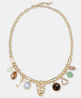 On 34th - Multi-Stone Charm Necklace, 18" + 3" extender