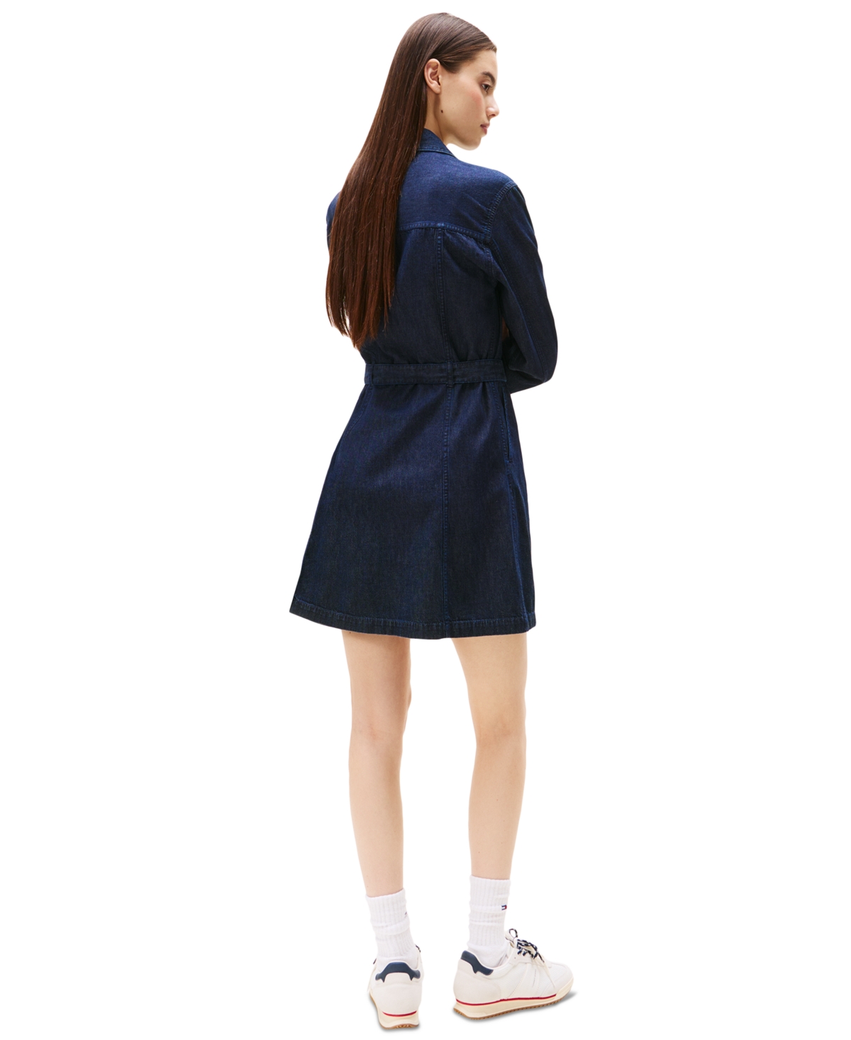 Tommy Jeans Women's Belted Cotton Denim Dress In Blue