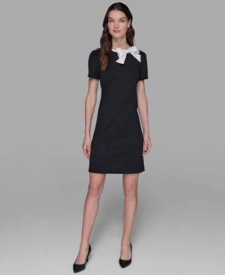 KARL LAGERFELD PARIS - Women's Scuba Crepe Bow A-Line Dress