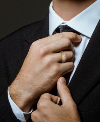 Triple Row Brush Textured Finish Wedding Band in 14k Tricolor Gold